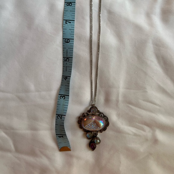 Sajen Druzy and semi precious stone necklace in SS with double chain necklace. - Picture 12 of 13